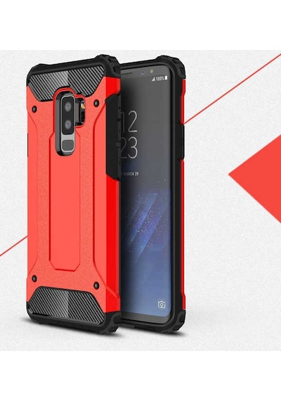 Noktaks Samsung Galaxy Uyumlu S9 Plus Kılıf Çift Katman Zırh Tank Crash Military Kapak Mavi T2447