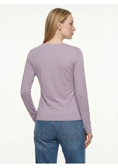 Slim Crop Fit Kadın Tshirt U.kol Lavender