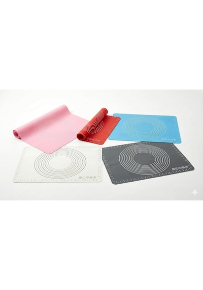 Hamur Açma Matı 50x40 Cm Ve Plastik Kesme Kazıma Aparatı Silikon Kaymaz Mat + Çok Amaçlı Mutfak Kazıyıcı S Diğer