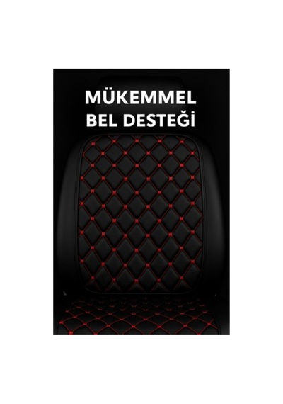 Suni Deri Oto Koltuk Minderi Silinebilir Leke Tutmaz Kapitone 2'li Siyah Kırmızı