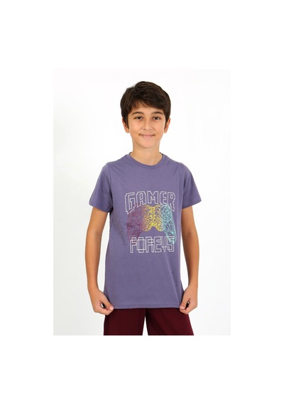 Akbeniz Erkek Çocuk Kısa Kol Penye Pijama Takım 20758 Mor