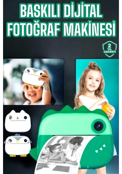 Çocuklar İçin Özel Fotoğraf Makinesi Printer Kamera Taşınabilir Hd