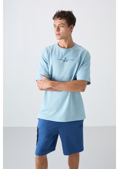 Tommy Life Açık Mavi Pamuklu Kalın Yumuşak Dokulu Oversize Fit Baskılı Erkek T-shirt - 88321 Açik Mavi Tommy Life Açık Mavi Pamuklu Kalın Yumuşak Dokulu Oversize Fit Baskılı Erkek T-shirt - 88321 Açik Mavi