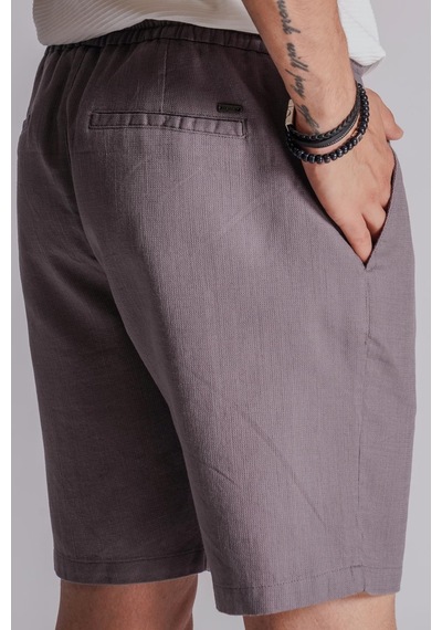 Braccas Erkek Yandan Cepli Beli Lastikli Keten Dokulu Relaxed Fit Jogger Şort Antrasit Antrasit