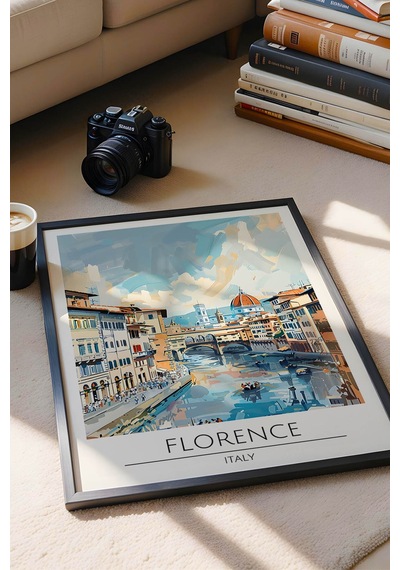 Floransa Duvar Tablosu İtalya Florence Temalı Modern Salon Dekoru, Şehir Manzaralı Çerçeveli Tablo Siyah Floransa Duvar Tablosu İtalya Florence Temalı Modern Salon Dekoru, Şehir Manzaralı Çerçeveli Tablo Siyah