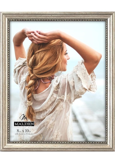 Malden International Designs Klasik Ahşap Resim Çerçevesi, 8x10, Gümüş