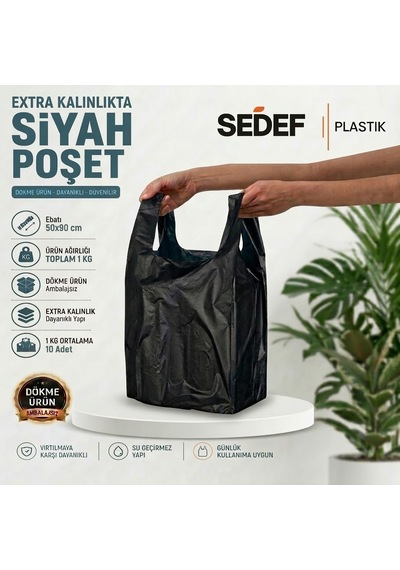 50x90 Siyah Kalın Atlet Poşet