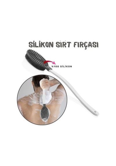 Mainshop 1 Adet Uzun Saplı Vücut Masaj Fırçası, Çift Taraflı Sırt Kese Banyo Duş Masaj M-152