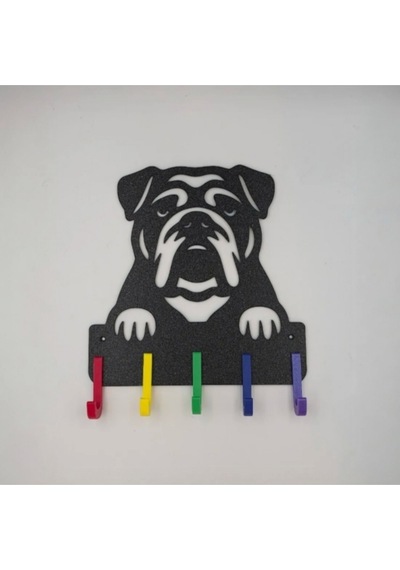Bulldog Temalı Dekoratif Anahtarlık Ve Askılık - 3d Yazıcı Baskı - 22x22 Cm