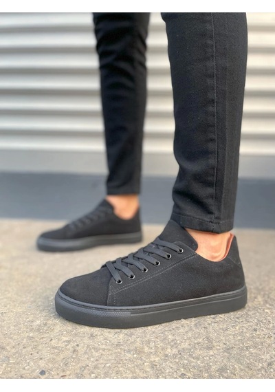 Jy122 Mode Bağcıklı Süet Erkek Günlük Sneaker Ayakkabı Sst - Siyah Siyah