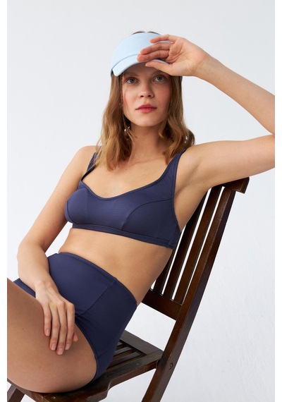 Akbeniz Kadın Basic Lacivert Pedli Yüksek Bel Bikini Takımı