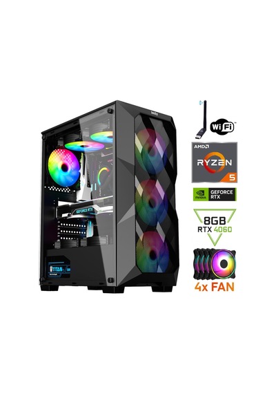 Izoly ST999494 R5-5500 16 GB 512 GB M.2 NVMe SSD RTX4060 8 GB Free Dos Masaüstü Oyuncu Bilgisayarı