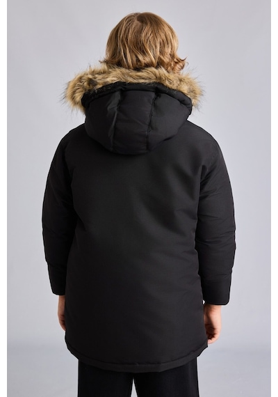 Defacto Suni Kürk Detaylı Kapüşonlu Parka Erkek Çocuk H0455a826wnbk27 Siyah-bk27