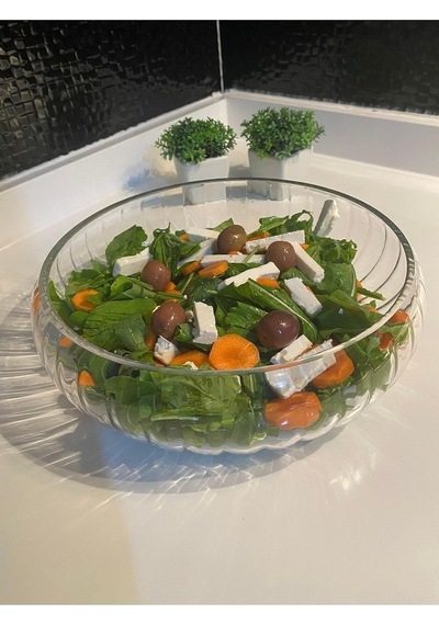 Büyük Boy Cam Salata Kasesi, Sunum Tabağı, Yeşil Diğer