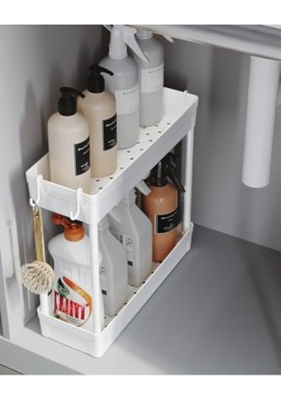 Çok Amaçlı 2 Katlı Evye Altı Düzenleyicisi Askılı Banyo Düzenleyici Dolap Içi Organizer Raf Çok Renkli