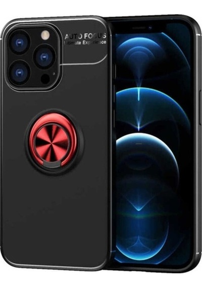 Apple Uyumlu iPhone 13 Pro Max Kılıf Zore Ravel Silikon Kapak Siyah-Kırmızı
