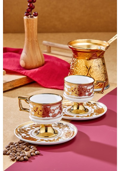 Cooker Zerina 2 Kişilik 90 Ml Porselen Kahve Fincan Takımı Ckr4529 Bordo