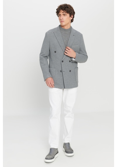 Altınyıldız Classıcs Erkek Grı Slim Fit Kırlangıç Yaka Torba Cepli Esnek Kruvaze Takım Elbise Gri