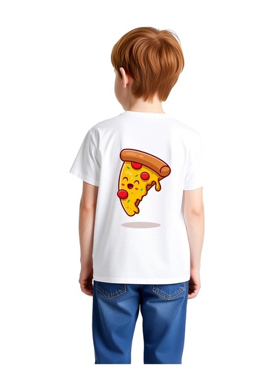 Paybuy Çocuk Tişört Pizza Dilimi Baskılı Yuvarlak Yaka Kısa Kol %100 Pam beyaz Paybuy Çocuk Tişört Pizza Dilimi Baskılı Yuvarlak Yaka Kısa Kol %100 Pam beyaz