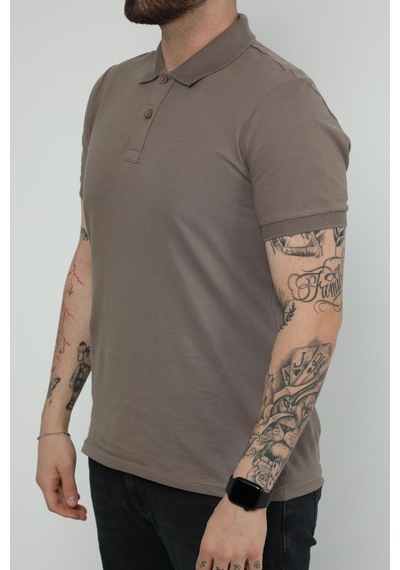 Hscstore Erkek Polo Yakalı Vizon Tişört- 8420-vizon Vizon