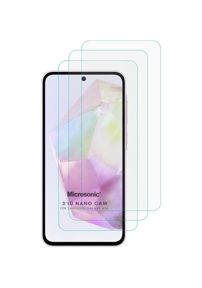 Microsonic Samsung Galaxy Uyumlu A35 Screen Protector Nano Glass Cam Ekran Koruyucu 3 Lü Paket
