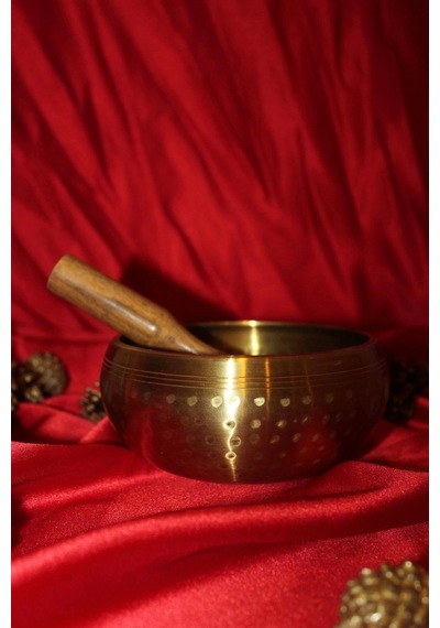 Meditasyon Çanı Tibet Çanağı Pirinç Kaplama 7 Element 16 Cm