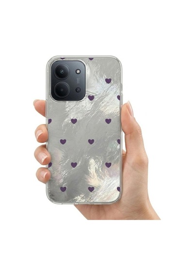 Xiaomi Redmi 15c  Kılıf Pink Heart Silikon Kılıf Lila