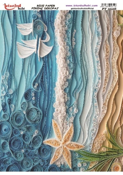 Pirinç Dekopaj Kağıdı 30x42cm Pt-3526 Deniz