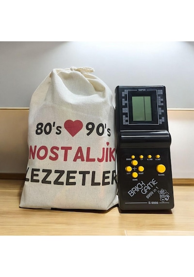 Kese Siyah Tetrisli Nostaljik Hediye Paketi 80'ler 90'lar
