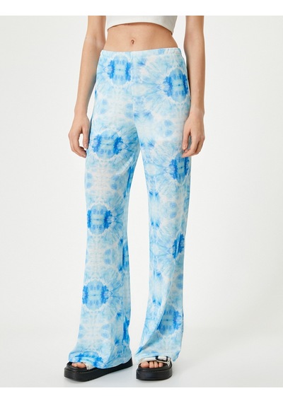 Koton Bol Paça Pantolon Batik Desenli Normal Bel Mavi Desenli 4sak40011ek Mavi
