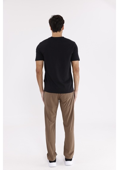 Esnek Hızlı Kuruyan File Panel Detaylı Fermuarlı Cepli Rahat Kalıp Düz Paça Eşofman Altı Cocoa