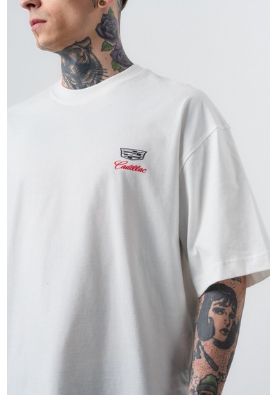 Respire Erkek Cadillac Baskılı Oversize T-shirt Ekru
