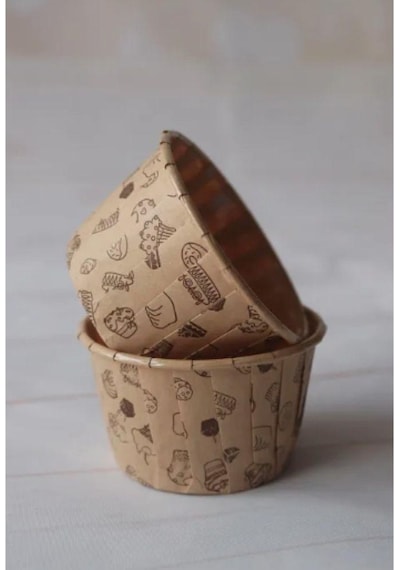 Desenli Kek Kapsülü Kraft Desenli Muffin Kek Kalıbı , Cupcake Kalıbı , Airfryer Uyumlu 50 'li Diğer