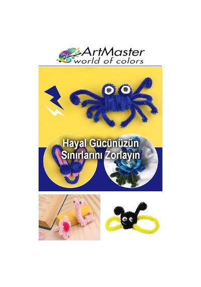 Şönil Siyah 30 Cm 25 Li 1 Paket Renkli Tüylü Tel Şönil Pipo Temizleyici Okul Öncesi Anasınıfı Kreş Hobi Eğitici