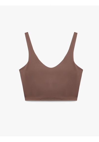 Koton Kolsuz V Yaka Kaplı Slim Fit Sporcu Sütyeni Mürdüm 7wak30018nk Mor