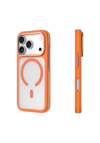 Apple Uyumlu iPhone 17 Pro Max Kılıf M-safe Şarj Özellikli Youngkit Rock Sand Serisi Kapak Turuncu