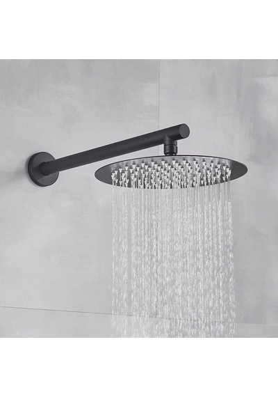 Ankastre Duş Başlığı Borulu Oval Slim Metal Ø25 Cm Mat Siyah Diğer