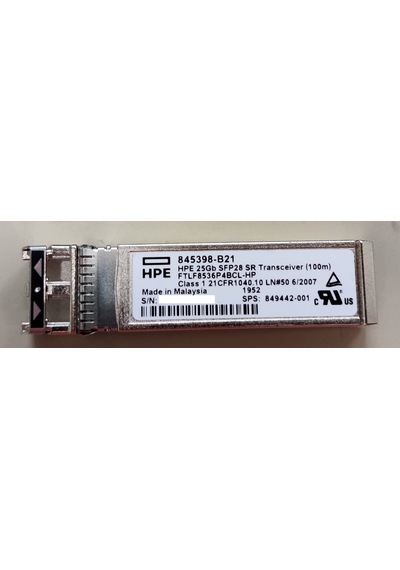 845398-b21 Hpe 25gb Sfp28 Sr 100m Transceiver
