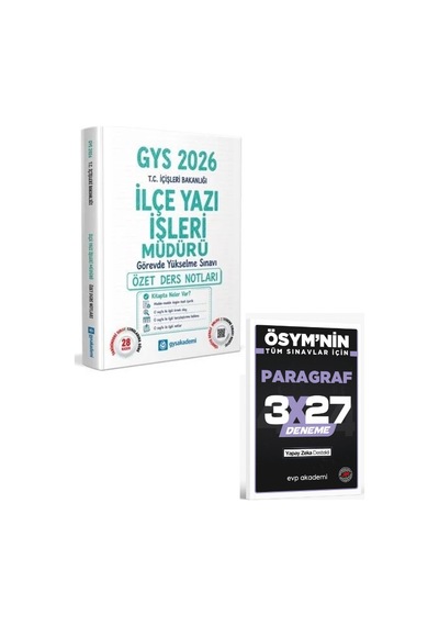 Gys Akademi 2026 Gys İçişleri Bakanlığı İlçe Yazı İşleri Müdürü Özet Ders Notları+evp Akademi Paragraf