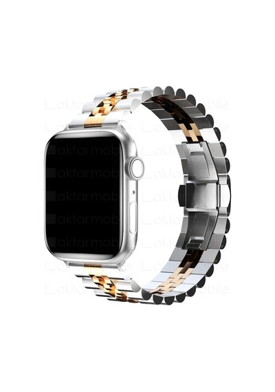 For Apple Watch Uyumlu 7 6 Se 5 4 3 2 1 - 38 / 40 / 41 Mm Metal Kordon Rolex Style Kayış Jubilee Bilezik
