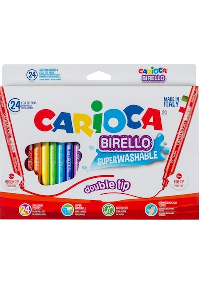 Carioca Birello Çift Taraflı Süper Yıkanabilir Keçeli Kalem 24'Lü
