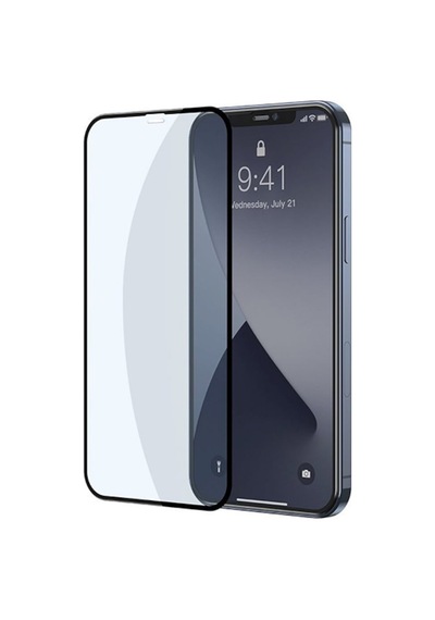 Baseus Apple Uyumlu   iPhone 12 Pro Max 6.7 0.3Mm Full Anti Blue Light Tempered Ekran Koruyucu Siyah