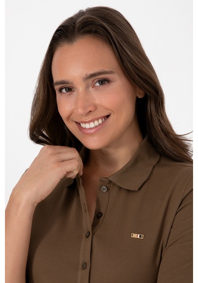 U.S. Polo Assn. Kadın Haki Basic Polo Yaka Sweatshırt 50313593-VR027