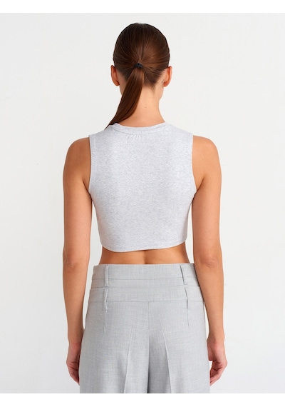 Dilvin Crop Top Gri Melanj