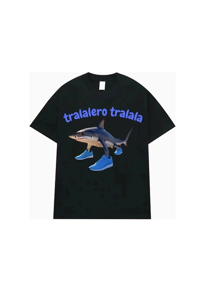 Startmore Siyah Tralalero Tralala Komik Köpekbalığı Meme Hediyeler Gotik Vintage T-s Siyah