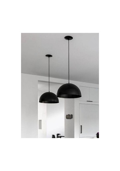 Retro Rustik Metal Sarkıt Avize Siyah Mat Siyah 40 Cm Siyah