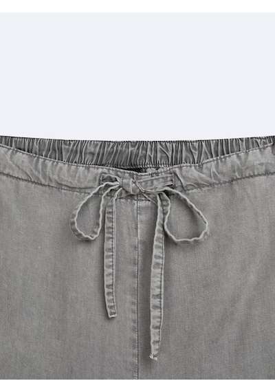 LTB Ivana Relaxed Fit Beli Lastikli Gri Jean Pantolon