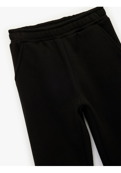 Koton Şardonlu Beli Lastikli Baskılı Basic Jogger Eşofman Altı Siyah 6wkg40044ak Siyah