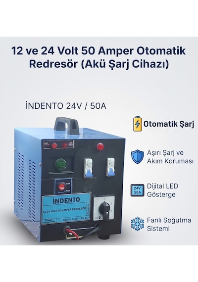 12 Ve 24 Volt 50 Amper Otomatik Redresör Akü Şarj Cihazı - 612