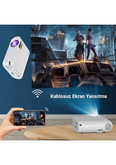 P62 Mini Telefon Projeksiyonu Wifi Apple iOS Android Uyumlu